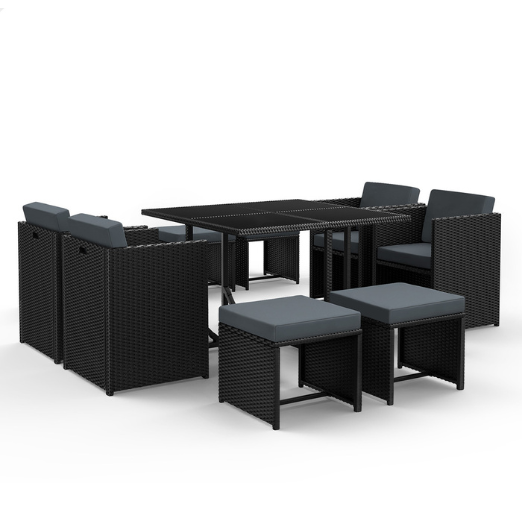 ALFORDSON Outdoor Dining Set 9 PCS Table Chairs Patio Lounge Wicker Furniture