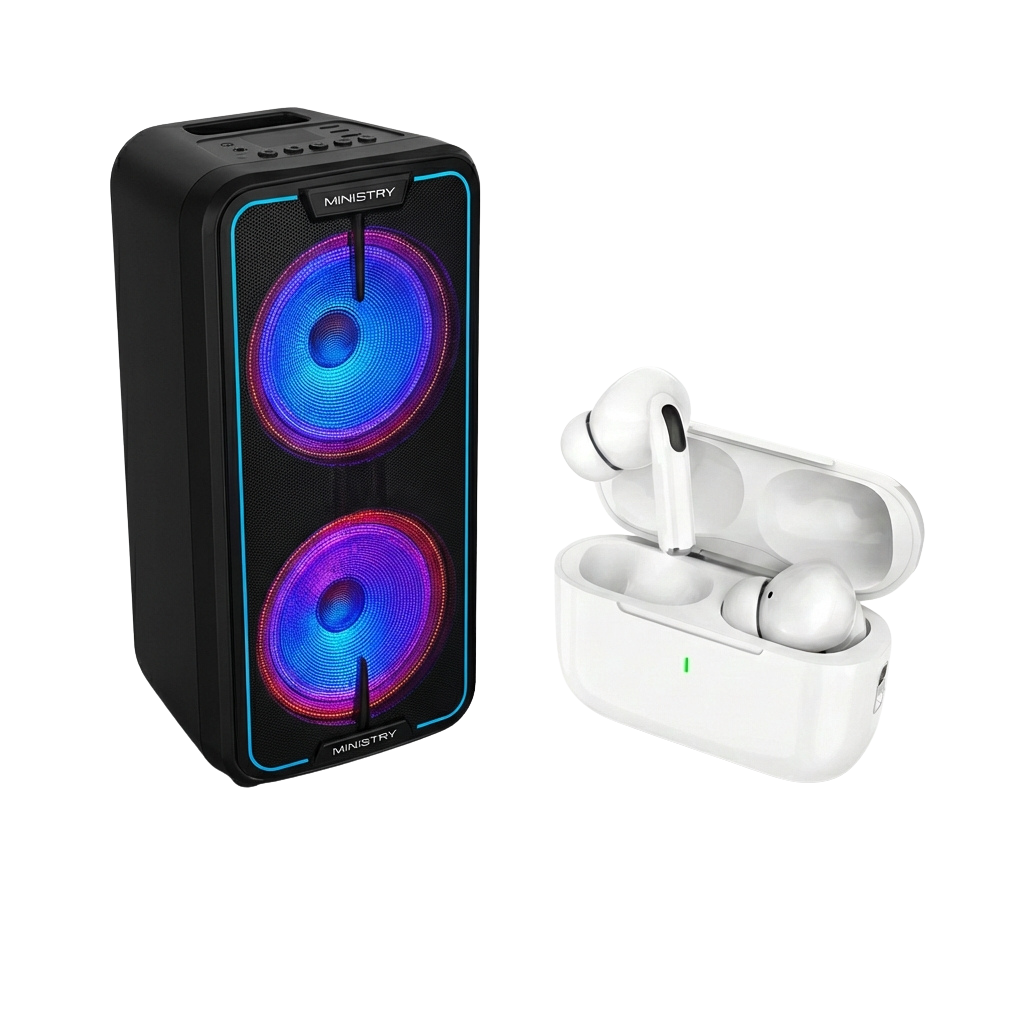 Wireless Earbuds + Large Party Speaker
