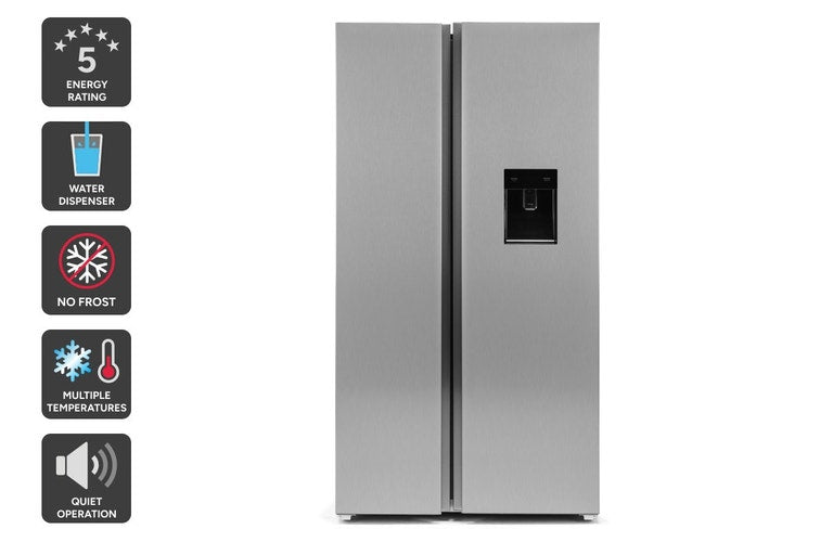Kogan 631L Side by Side Fridge with Water Dispenser (Stainless Steel)