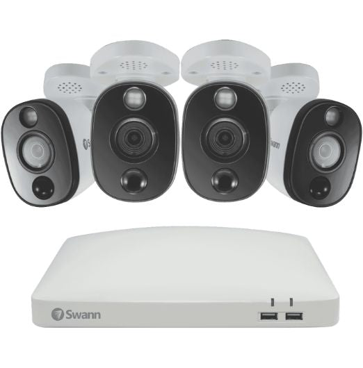 Swann 4K 4 Camera 1TB DVR Security System with Warning Light