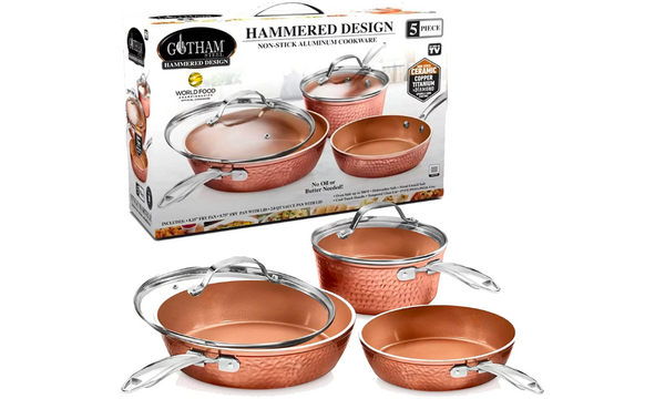 Gotham Steel Premium Hammered Cookware €“ 5 Piece Ceramic Cookware