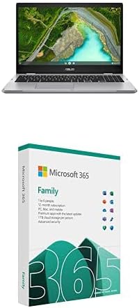 ASUS ChromeBook CX1 15.6" Laptop - CX1500CKA-EJ0076 Intel 1.1GHz 8GB RAM 64GB Storage, Silver + Microsoft 365 Family 2021