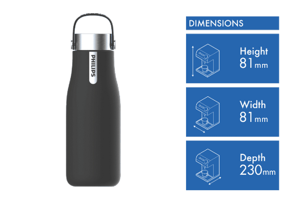Philips Go Zero Smart UV Bottle Black 590ml