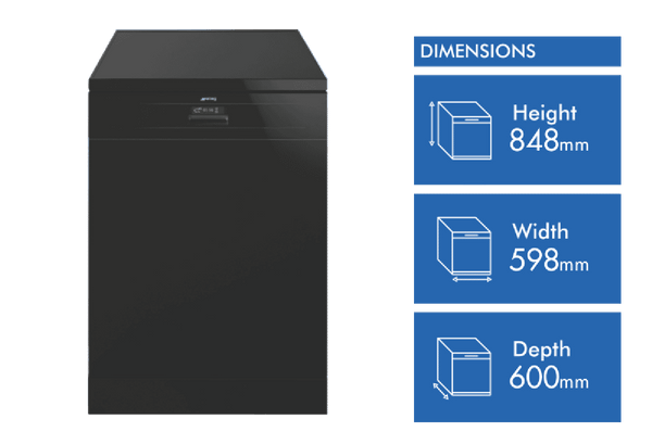 Smeg PF 60cm Freestanding Diamond Dishwasher Black