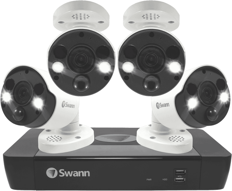 Swann 4 x Bullet w/ Spotlights Camera 8 Channel 4K Ultra HD 2TB NVR CCTV Kit