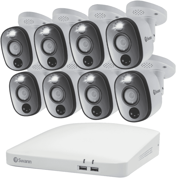 Swann 4K 8 Camera 1TB DVR Security System with Warning Light