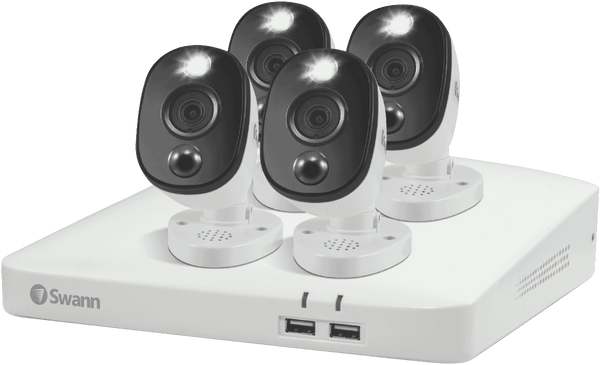 Swann 4K 4 Camera 1TB DVR Security System with Warning Light