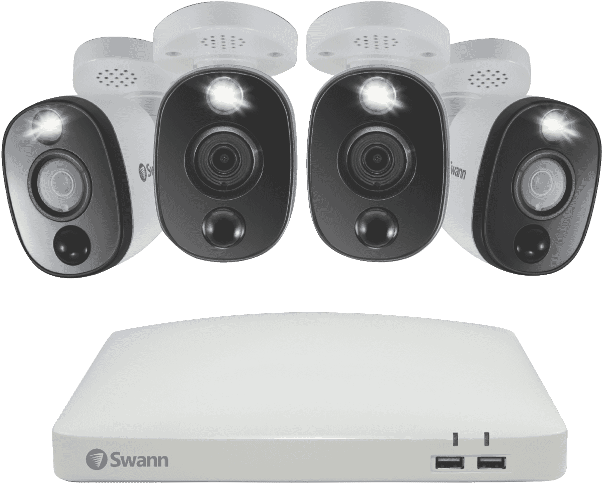 Swann 4K 4 Camera 1TB DVR Security System with Warning Light