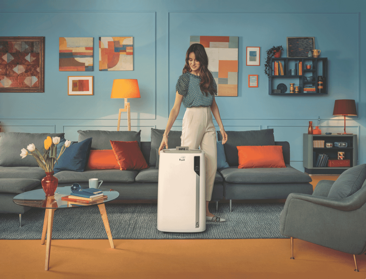 De'Longhi Pinguino Care4Me PACEL112CSTWIFI, Portable Air Conditioner 2.9 Kw, MyEcoRealFeel Technology, Natural Gas R290, Energy Class A+, Dehumidification 41L/24H, App and Voice Control, White - Layaway AU