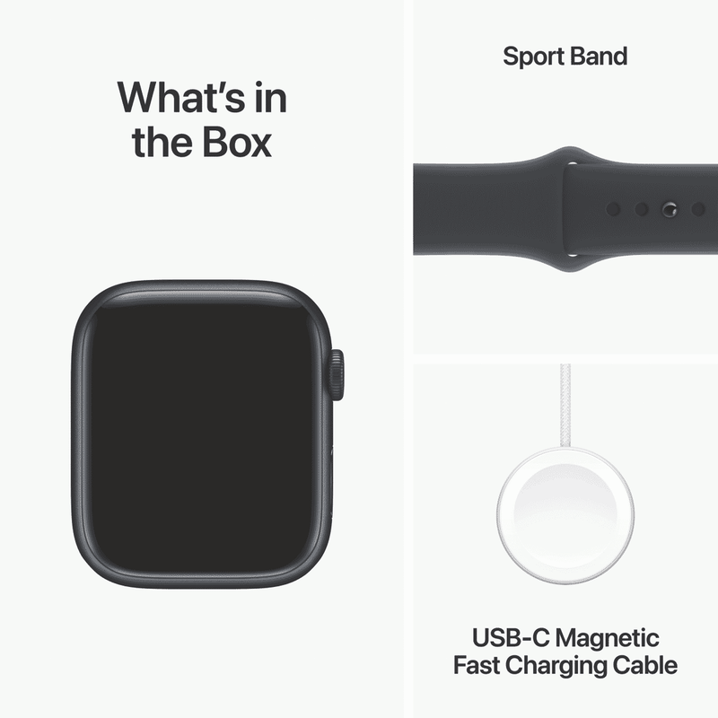 Apple Watch Series 9 GPS 45mm Midnight Aluminium Case with Midnight Sport Band - S/M