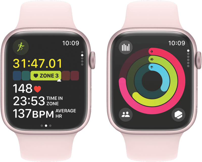 Apple Watch Series 9 GPS 45mm Pink Aluminium Case with Light Pink Sport Band - M/L