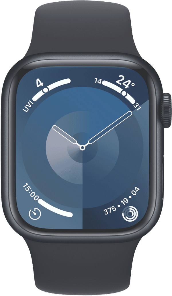 Apple Watch Series9 GPS + Cellular 41mm Midnight Aluminium Case with Midnight Sport Band - S/M