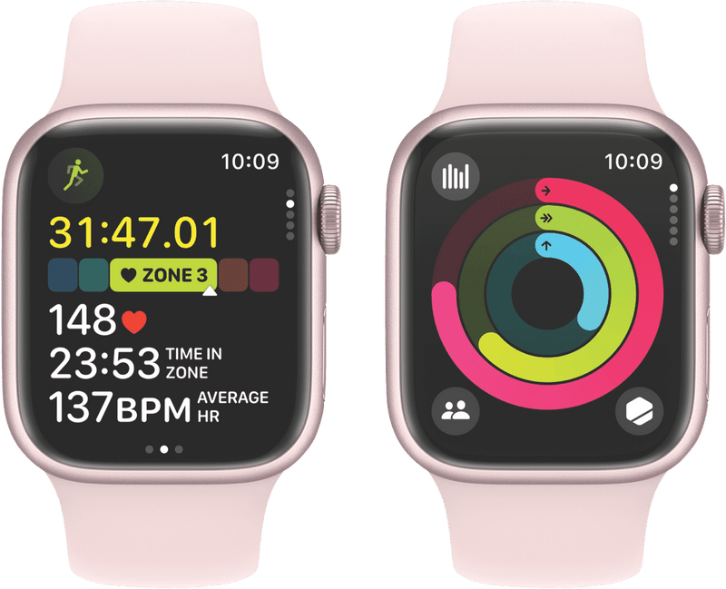 Apple Watch Series9 GPS + Cellular 41mm Pink Aluminium Case with Light Pink Sport Band - S/M