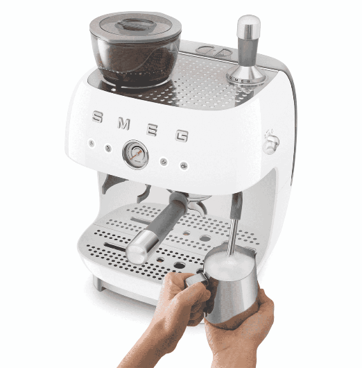 Smeg 50's Style Espresso Machine With Built in Grinder White