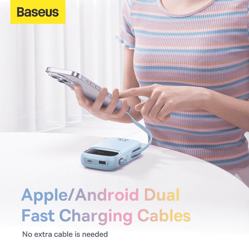 Baseus Dual-Cable Fast Charge Power Bank 10k 22.5W Galaxy Blue