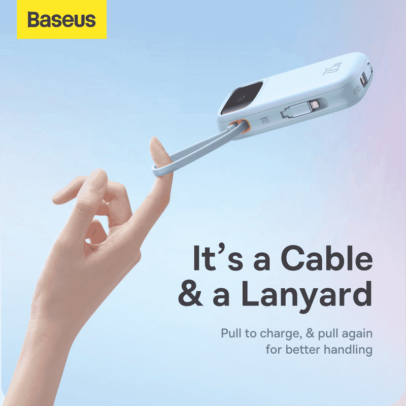 Baseus Dual-Cable Fast Charge Power Bank 10k 22.5W Galaxy Blue