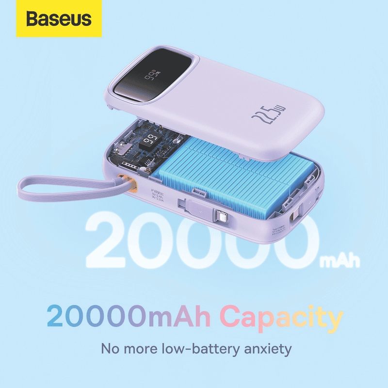 Baseus Dual-Cable Fast Charge Power Bank 10k 22.5W Nebula Purple