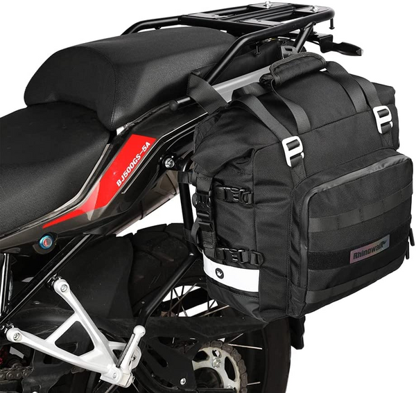 Rhinowalk Motorcycle Saddlebag Motor Luggage Pack Quick Release Motorbike Side Bag 20L Fits Most Adventure and Sports Bike Motorcycle Racks (Black, 1 Pack)