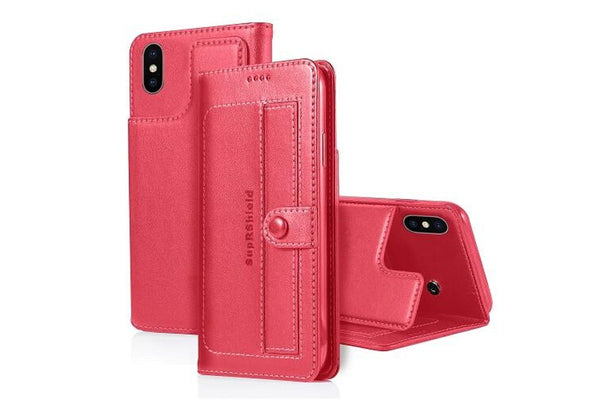 For Apple iPhone XS Max Case SupRShield Luxury Wallet Leather Flip Magnetic Stand Case Cover (Hot Pink)