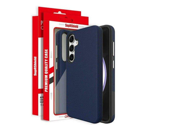 For Samsung Galaxy S25/S24 SupRShield Triangle Shockproof Case Heavy Duty Rugged Bumper Anti Knock Phone Back Cover (Navy Blue)