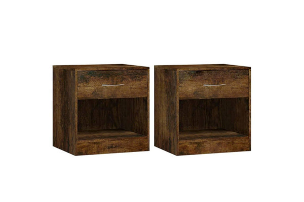 Bedside Cabinets 2 pcs with Drawer Smoked Oak vidaXL