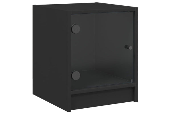Bedside Cabinet with Glass Door Black 35x37x42 cm vidaXL