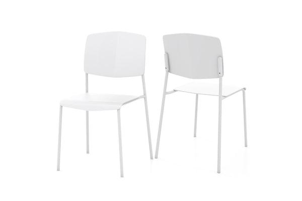 Giantex 2PCS Dining Chair Home Office Side Chairs w/Metal Legs Stackable Armless Chairs White