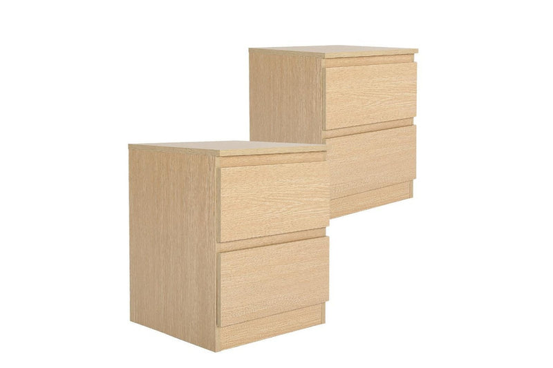 2X Bedside Table Side Storage Cabinet Nightstand Bedroom Drawer Joss Oak Bedside Tables
