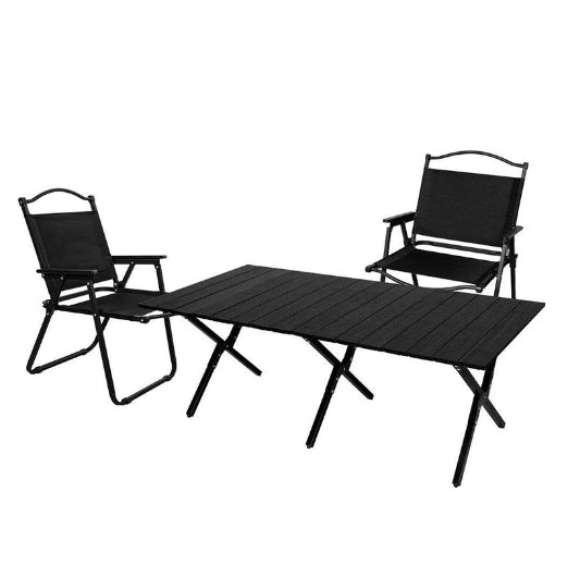 Levede Folding Camping Table Chair Set Portable Black