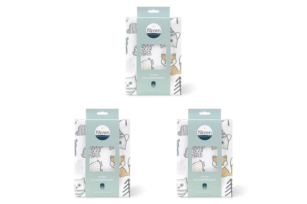 3x Little Haven Co-Sleeper Woodland Tree Mendously Style Kid Bedding Sheet 90cm