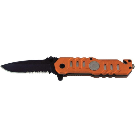 Whitby Knives Safety Survival Camping SS Pocket Lock Knife Orange - 4.5'' Blade