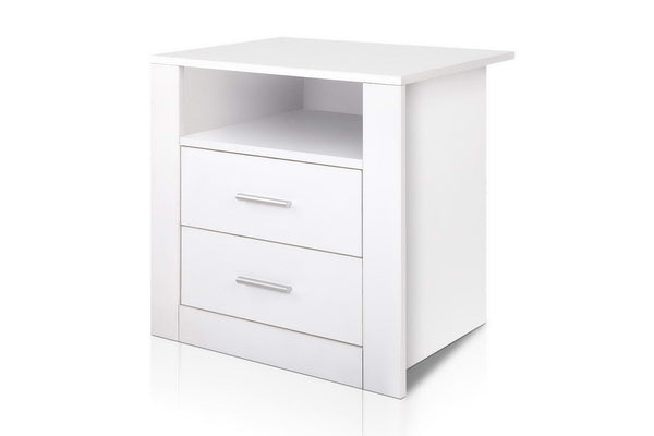 Artiss Bedside Table 2 Drawers with Shelf - TARA White