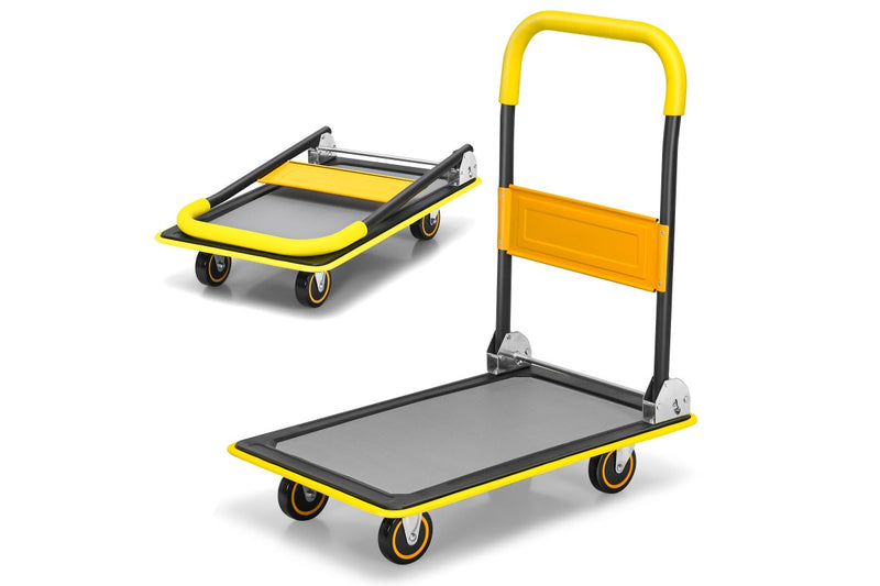 Costway Folding Platform Trolley Heavy Duty Hand Truck Push Cart Dolly Heavy Duty w/Non-Slip Platform Warehouse