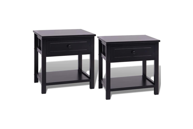 Bedside Cabinets 2 Pcs Wood Black Bedside Tables
