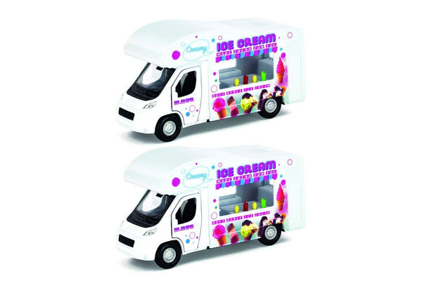 2x Pocket Money Fun Die Cast 12cm Ice Cream Van Vehicle Kids Children Toy 3y+