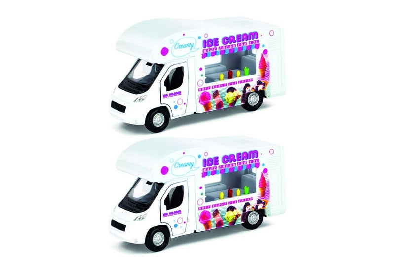 2x Pocket Money Fun Die Cast 12cm Ice Cream Van Vehicle Kids Children Toy 3y+