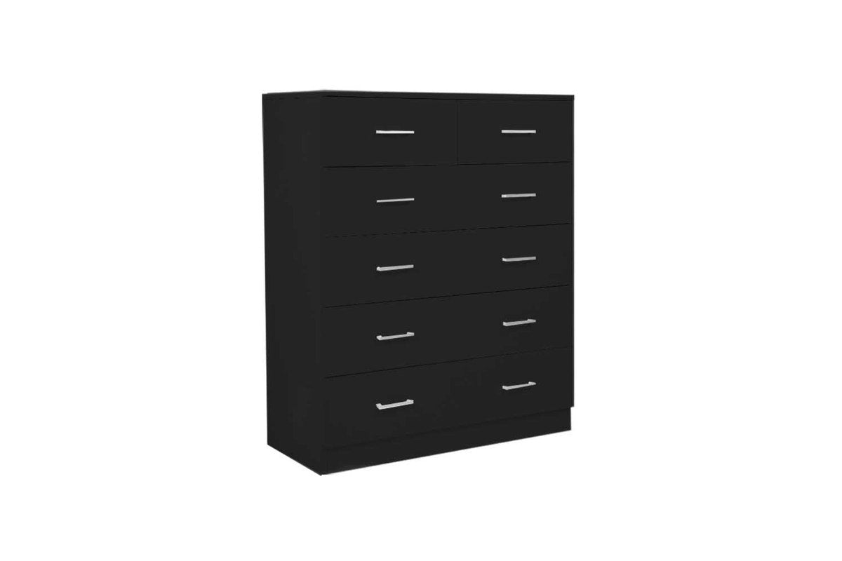 Tallboy Dresser 6 Chest of Drawers Cabinet 85 x 39.5 x 105 - Black