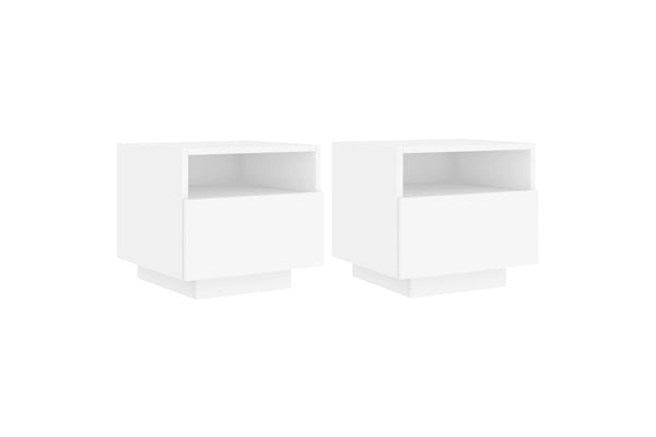 Bedside Cabinets With Led Lights 2 Pcs White 40X39x37 Cm Bedside Tables