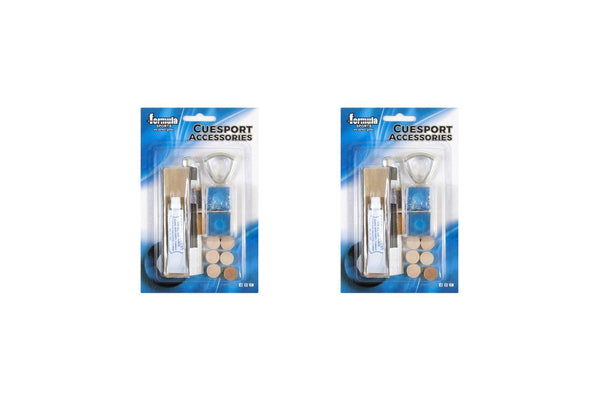 2x Formula Sports Cue Tipping Kit Chalk Sandpaper Clamp Accessory Set Standard