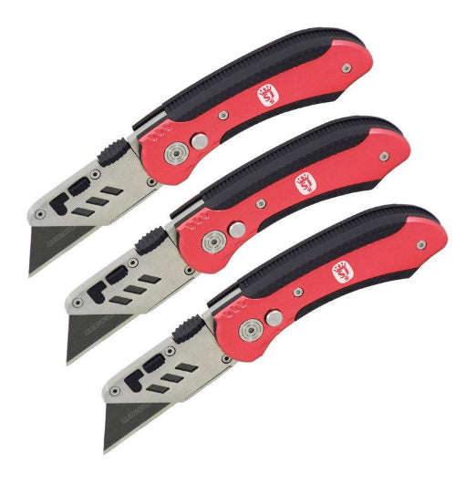 3PK Spear & Jackson Metal Folding Utility Knife w 10-Blades Cutter Hand Tool