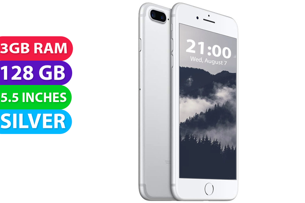 Apple iPhone 7+ Plus (128GB, Silver, Global Ver) - Excellent - Refurbished