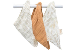 Crane Baby: Muslin Bib Set - Willow Prints + Solid (3 Pack)