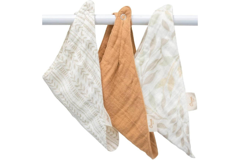 Crane Baby: Muslin Bib Set - Willow Prints + Solid (3 Pack)