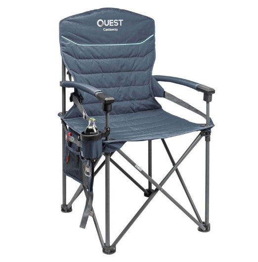 Quest Outdoors Castaway Hard Arm Camping Chair Hiking Picnic Seat Midnight