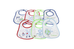 Baby Patterned 7 Days Of The Week Bibs In Boys & Girls Options (Pack Of 7) (Blue) (0-6 Months)