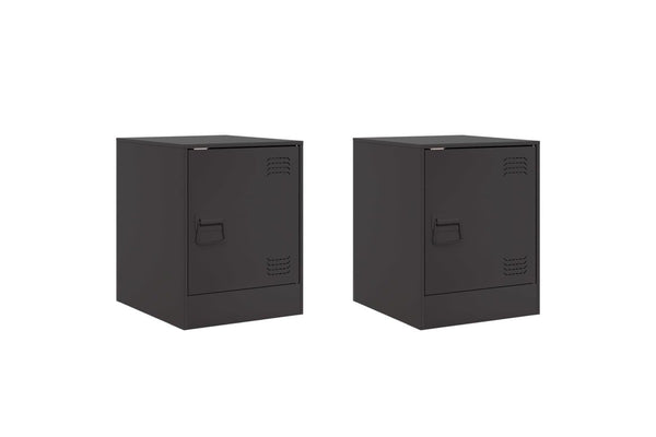 Bedside Cabinets 2pcs Black 34.5x39x44 cm Steel vidaXL