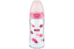NUK: First Choice Plus Glass Baby Bottle - Pink Birds (240ml)