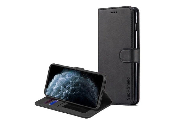 For Apple iPhone 11 Pro Case, SupRShield Wallet Leather Flip Magnetic Stand Case Cover For Apple (Black)