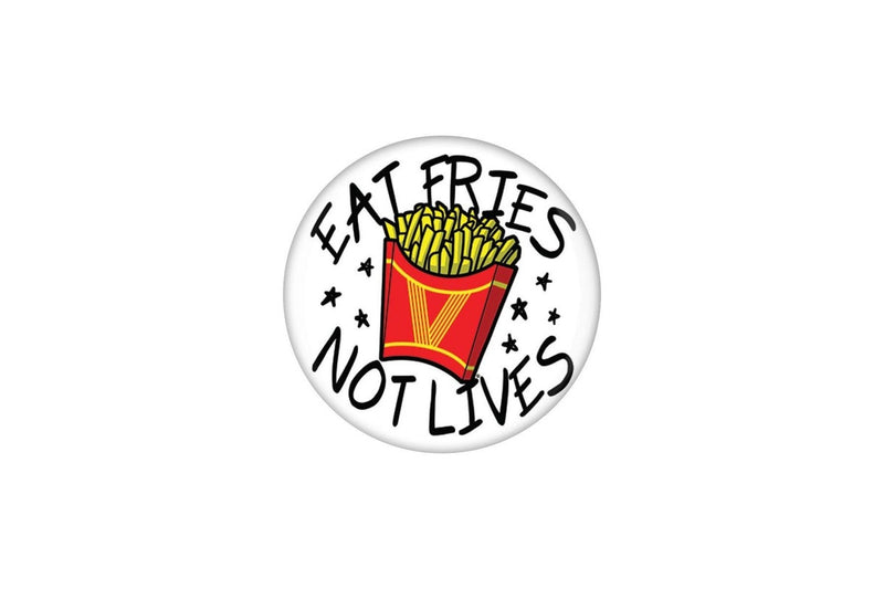 Grindstore Eat Fries Not Lives Badge (White/Black/Red) (One Size)
