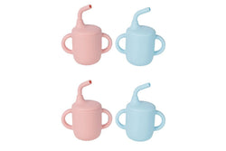 4x Cuddle Bug Baby Toddler Silicone Training Sippy Cup 180ml w Straw Pink Blue